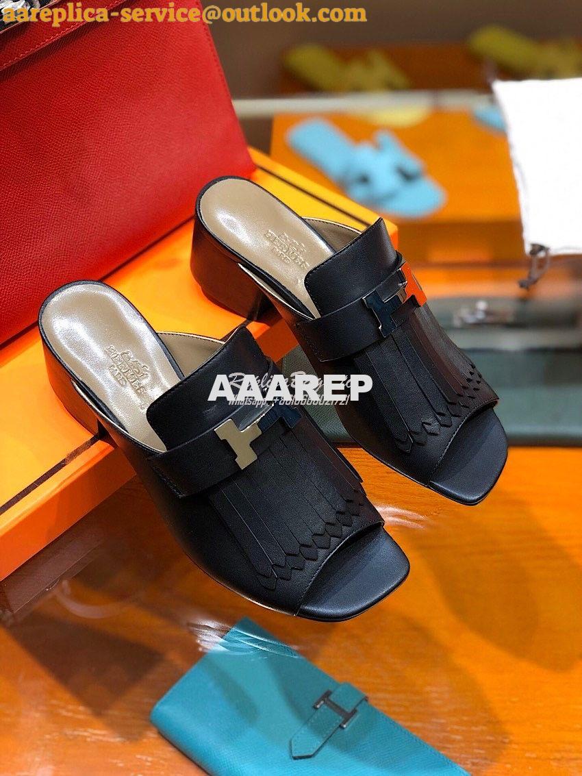 Replica Hermes Alma Sandal 2.2'' Heel H201094 Black 6 Replica Hermes Alma Sandal 2.2'' Heel H201094 Black 6