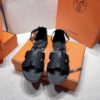 Replica Hermes Santorini Sandal in Epsom Leather Black