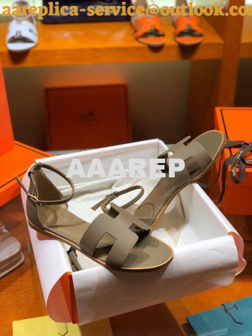 Replica Hermes Santorini Sandal in Epsom Leather part 1 3