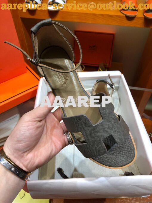 Replica Hermes Santorini Sandal in Epsom Leather part 1 5