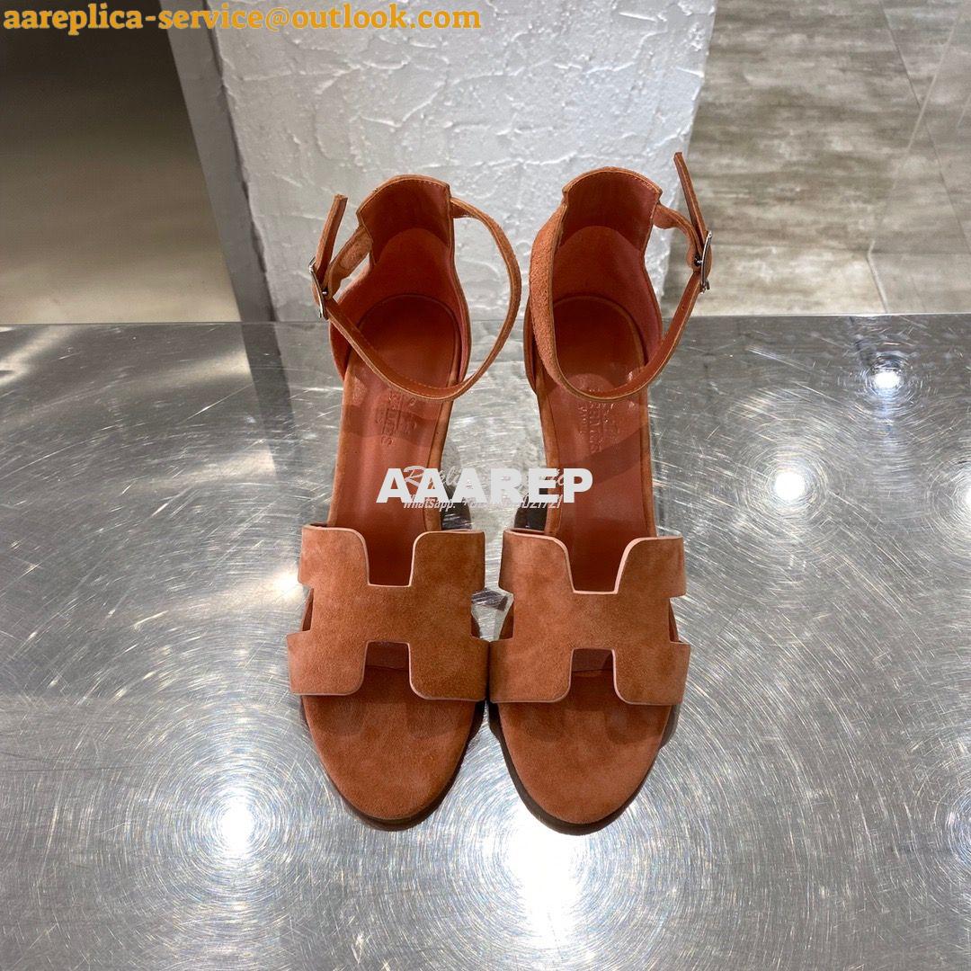 Replica Hermes Legend Sandal H172196 Brown Suede 2 Replica Hermes Legend Sandal H172196 Brown Suede 2
