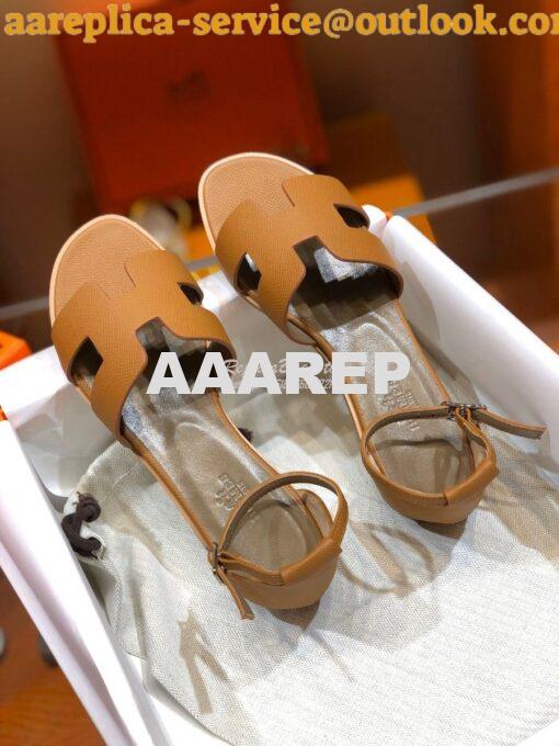 Replica Hermes Santorini Sandal in Epsom Leather part 1 11