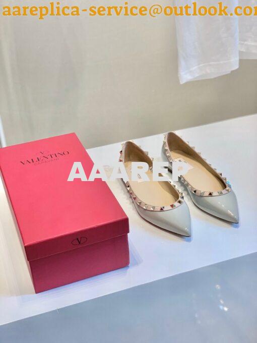 Replica Valentino Garavani Patent Rockstud Ballet Flat Baby Blue