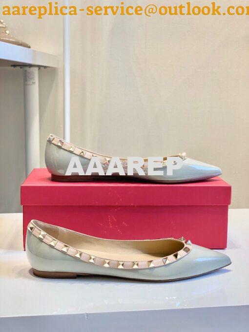 Replica Valentino Garavani Patent Rockstud Ballet Flat Baby Blue 2