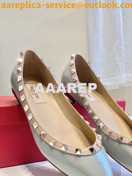 Replica Valentino Garavani Patent Rockstud Ballet Flat Baby Blue 3