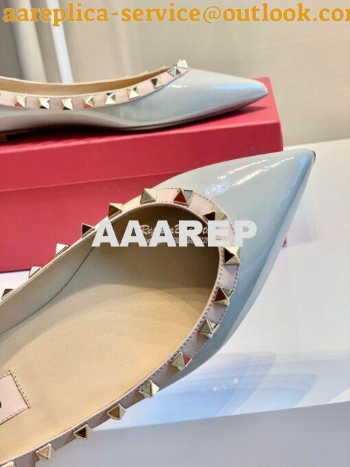 Replica Valentino Garavani Patent Rockstud Ballet Flat Baby Blue 5