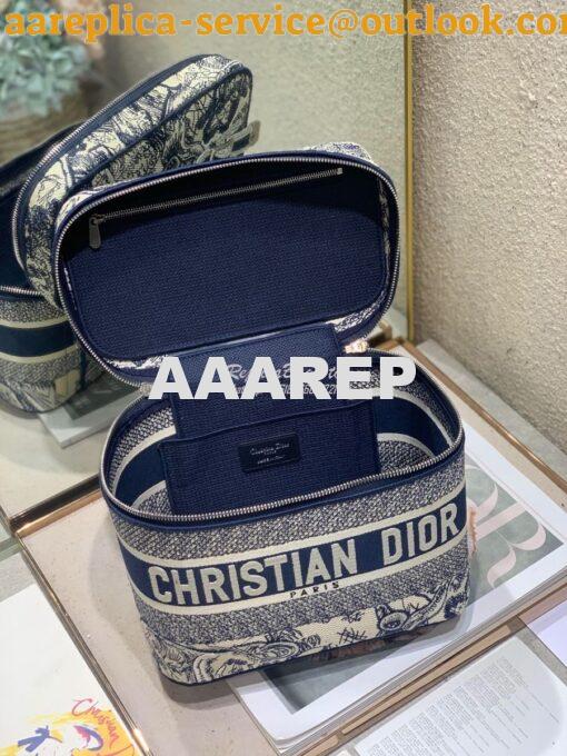 Replica Dior DiorTravel Vanity Case Bag S5480 Blue Toile de Jouy Embro 8