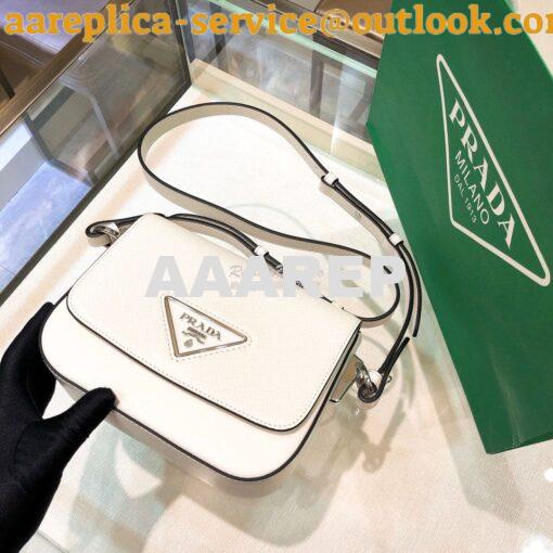 Replica Prada Saffiano Leather Shoulder Bag 1BD249 White 4