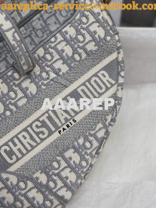 Replica Dior Gray Saddle Oblique Embroidered Canvas Bag M0446 4