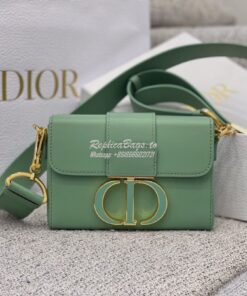 Replica Dior 30 Montaigne Box Bag with Tonal Enamel CD M9204U Mint Gre
