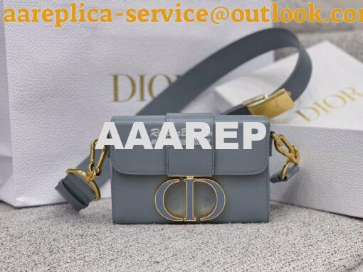 Replica Dior 30 Montaigne Box Bag with Tonal Enamel CD M9204U Cloud Bl