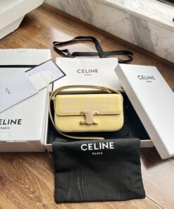 Replica Celine Triomphe Shoulder Bag In Shiny Calfskin 194143 Yellow