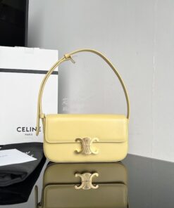 Replica Celine Triomphe Shoulder Bag In Shiny Calfskin 194143 Yellow 2