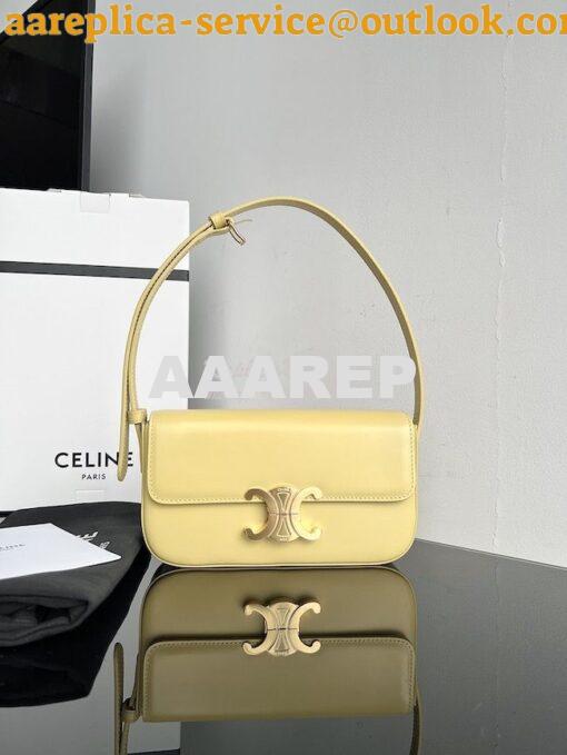 Replica Celine Triomphe Shoulder Bag In Shiny Calfskin 194143 Yellow 2