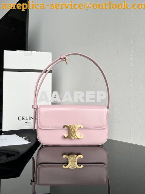 Replica Celine Triomphe Shoulder Bag In Shiny Calfskin 194143 Rose Qua 2