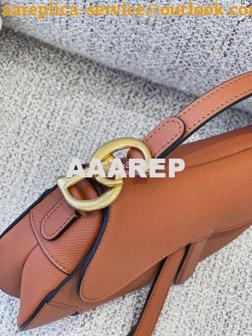 Replica Dior Saddle Bag in Grained Calfskin Brown 12