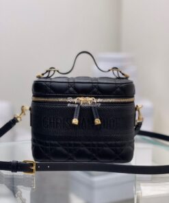 Replica Dior Small Diortravel Vanity Case in Black Lambskin S5488 2