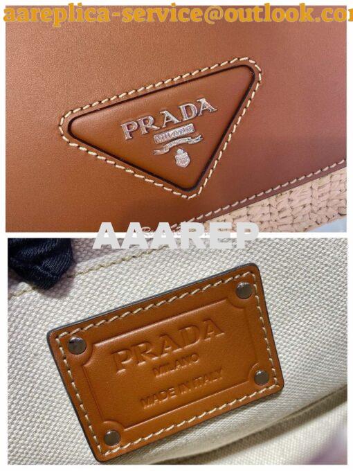 Replica Prada Raffia and Leather Shoulder Bag 1BD243 8