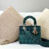Replica Dior Medium Lady D-lite Bag Green Cannage Embroidered Velvet M