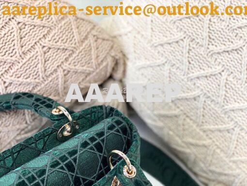 Replica Dior Medium Lady D-lite Bag Green Cannage Embroidered Velvet M 5