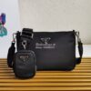 Replica Prada Nylon and Saffiano Leather Bag with Strap 2VH113 Black