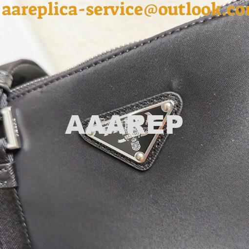 Replica Prada Nylon and Saffiano Leather Bag with Strap 2VH113 Black 4