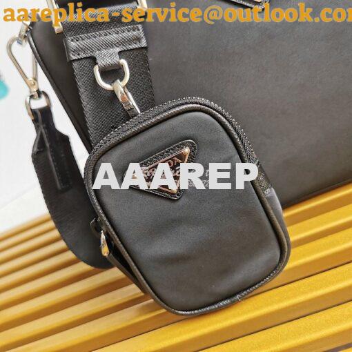 Replica Prada Nylon and Saffiano Leather Bag with Strap 2VH113 Black 5