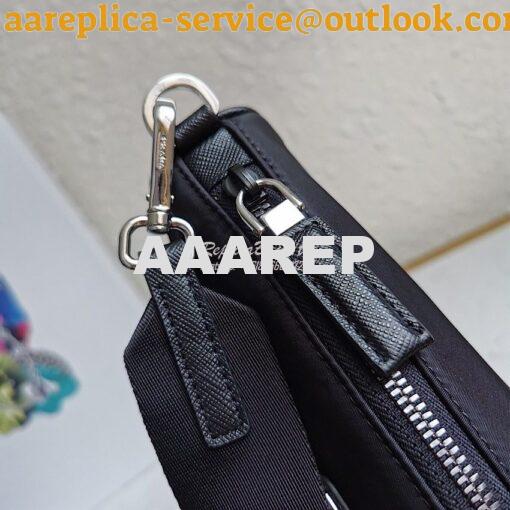 Replica Prada Nylon and Saffiano Leather Bag with Strap 2VH113 Black 6