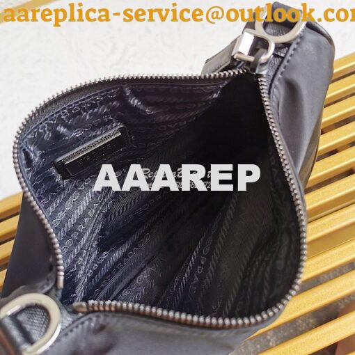 Replica Prada Nylon and Saffiano Leather Bag with Strap 2VH113 Black 7