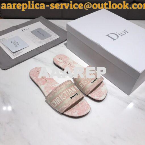 Replica Dior DWAY Mule Toile De Jouy Embroidery KCQ166 Pink 3