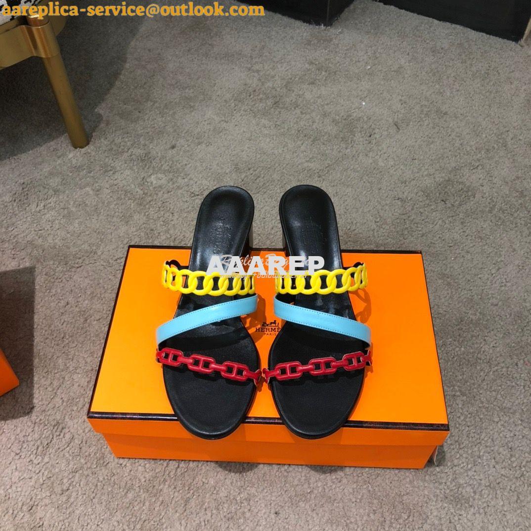 Replica Hermes Ajaccio Sandal Pump with Chaine d'Ancre H201068 Multico Replica Hermes Ajaccio Sandal Pump with Chaine d'Ancre H201068 Multico