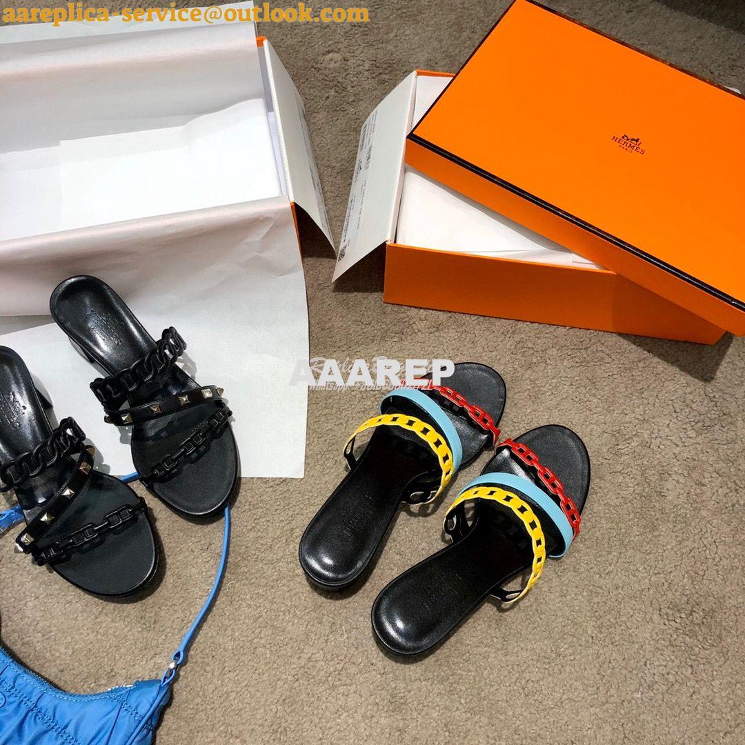 Replica Hermes Ajaccio Sandal Pump with Chaine d'Ancre H201068 Multico 2 Replica Hermes Ajaccio Sandal Pump with Chaine d'Ancre H201068 Multico 2