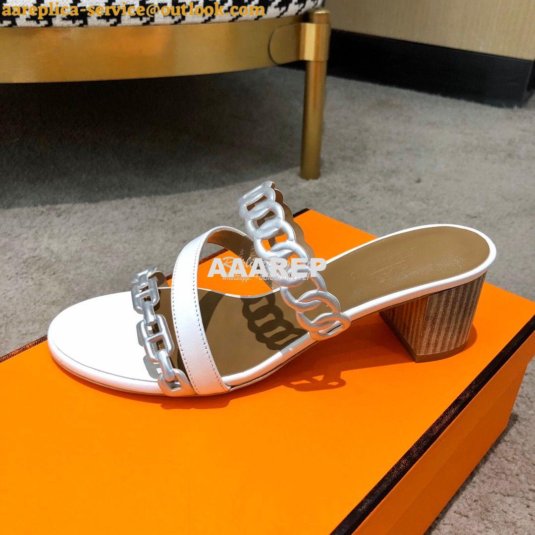 Replica Hermes Ajaccio Sandal Pump with Chaine d'Ancre H201068 Blanc 3 Replica Hermes Ajaccio Sandal Pump with Chaine d'Ancre H201068 Blanc 3
