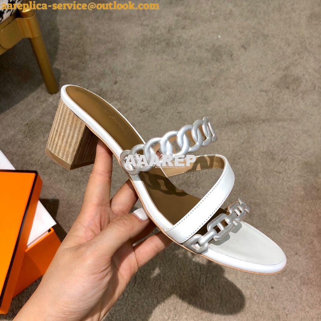 Replica Hermes Ajaccio Sandal Pump with Chaine d'Ancre H201068 Blanc 5 Replica Hermes Ajaccio Sandal Pump with Chaine d'Ancre H201068 Blanc 5