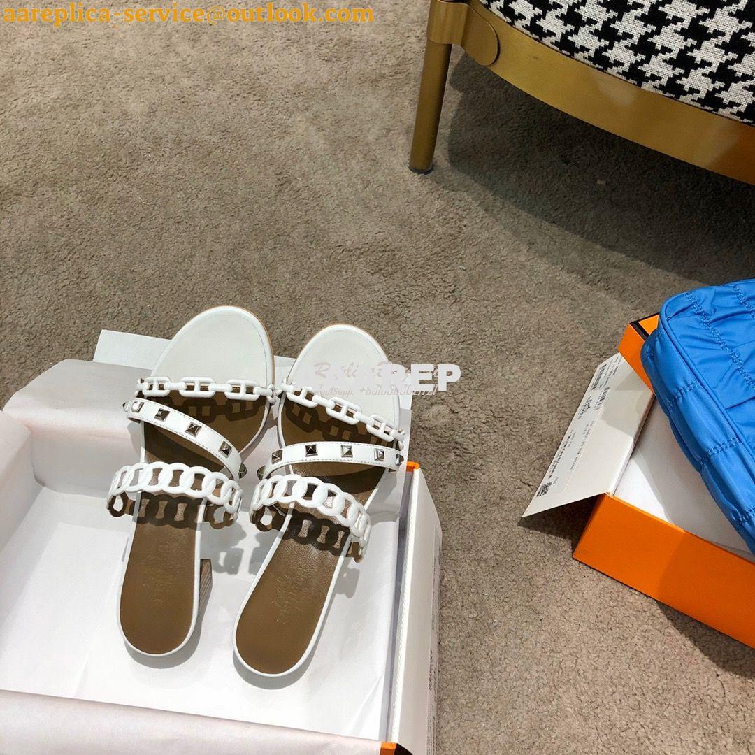 Replica Hermes Ajaccio Sandal Pump with Studs H201068 Blanc 2 Replica Hermes Ajaccio Sandal Pump with Studs H201068 Blanc 2