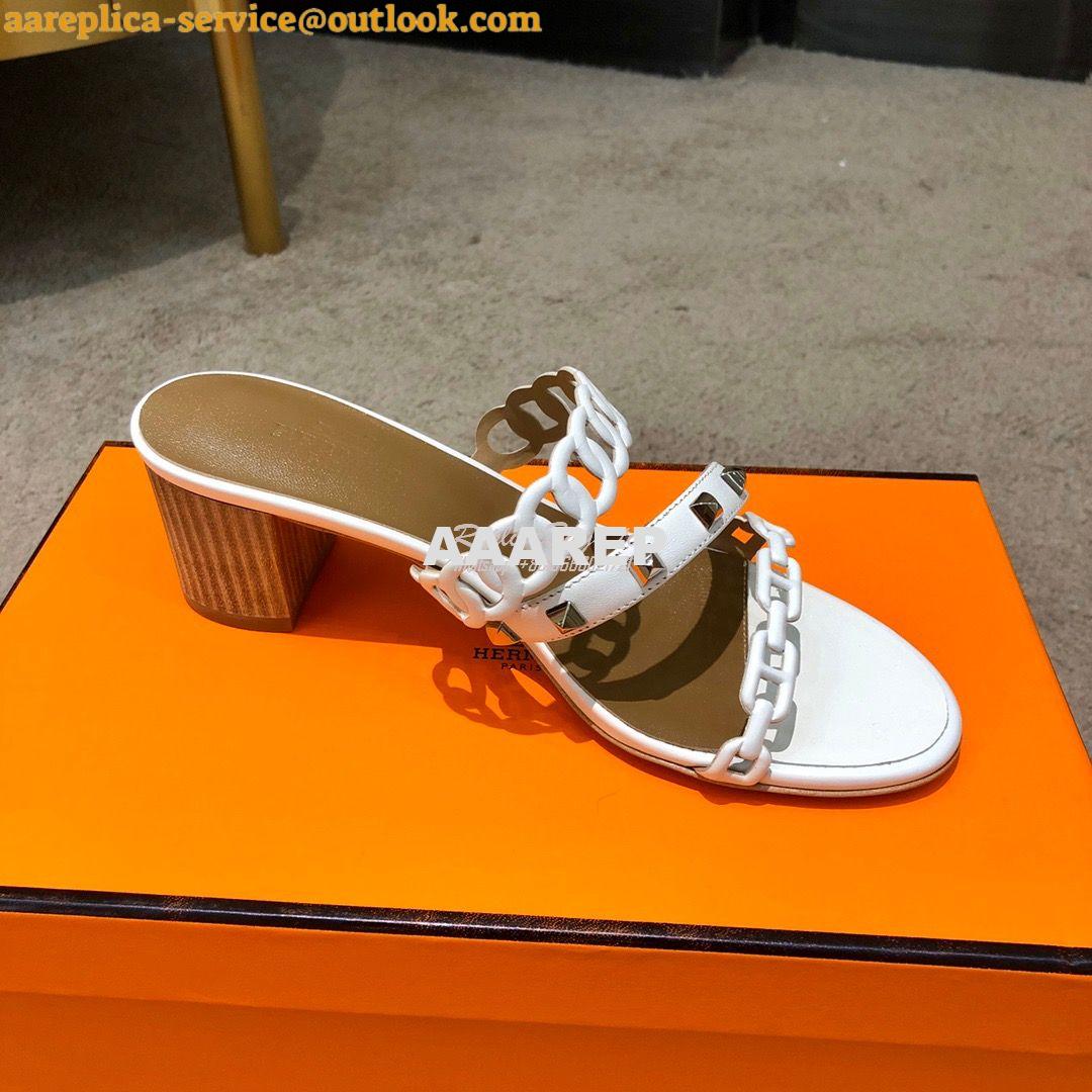 Replica Hermes Ajaccio Sandal Pump with Studs H201068 Blanc 3 Replica Hermes Ajaccio Sandal Pump with Studs H201068 Blanc 3
