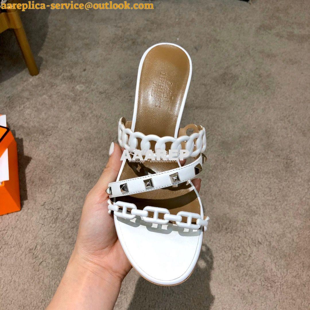 Replica Hermes Ajaccio Sandal Pump with Studs H201068 Blanc 4 Replica Hermes Ajaccio Sandal Pump with Studs H201068 Blanc 4