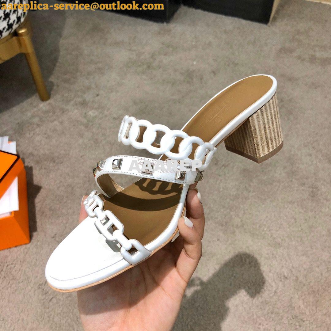 Replica Hermes Ajaccio Sandal Pump with Studs H201068 Blanc 5 Replica Hermes Ajaccio Sandal Pump with Studs H201068 Blanc 5