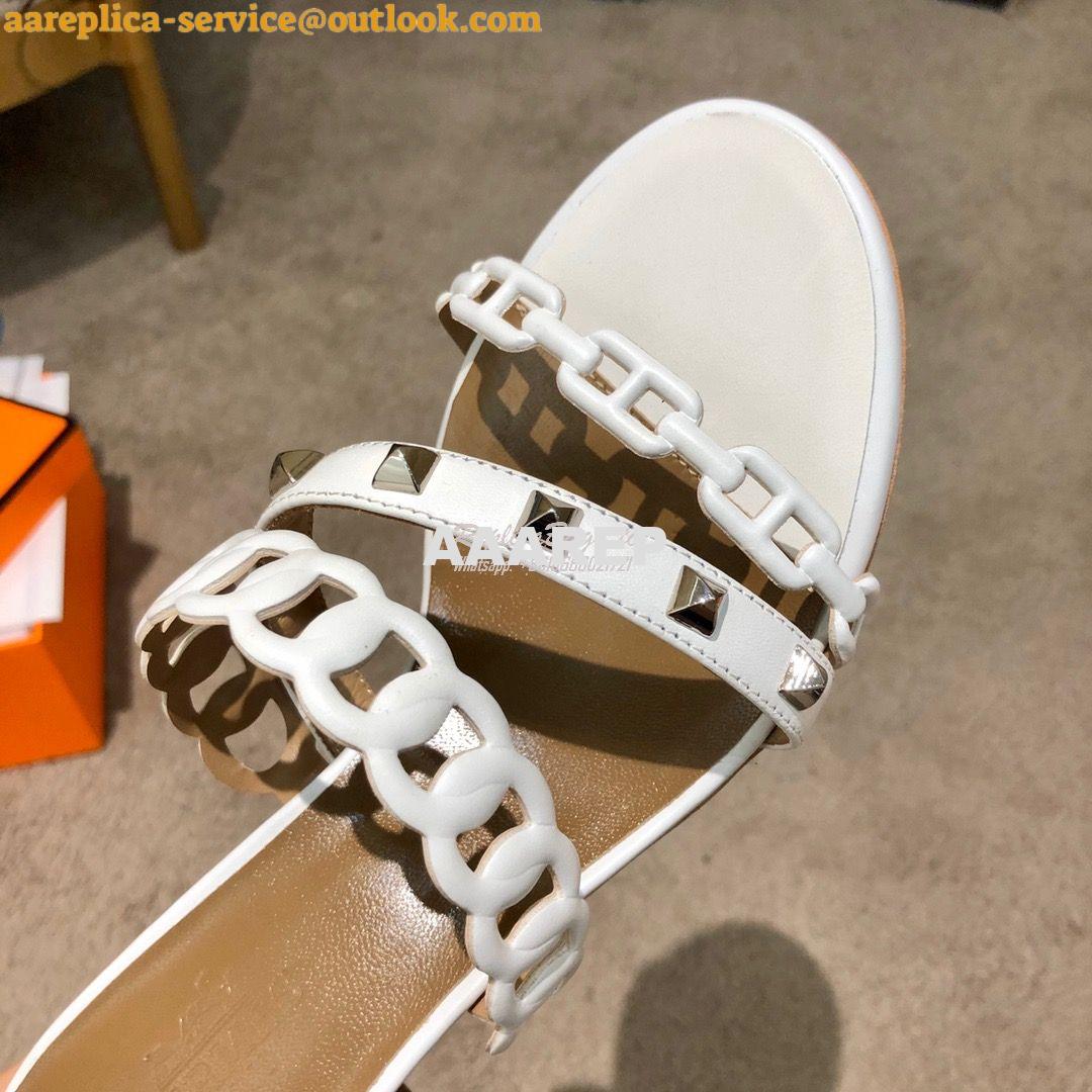 Replica Hermes Ajaccio Sandal Pump with Studs H201068 Blanc 7 Replica Hermes Ajaccio Sandal Pump with Studs H201068 Blanc 7