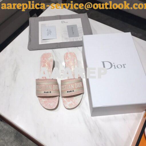 Replica Dior DWAY Heeled Mule Toile De Jouy Embroidery KCQ24 Pink