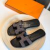 Replica Hermes Oran Sandals with Crystals in Grey 10
