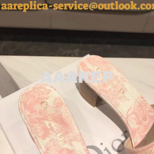 Replica Dior DWAY Heeled Mule Toile De Jouy Embroidery KCQ24 Pink 9