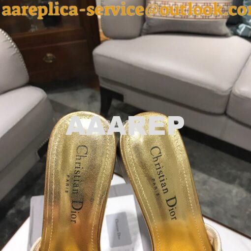 Replica Dior DWAY Heeled Mule Embroidery KCQ24 Gold 8