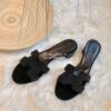 Replica Hermes Oasis Sandals with Swarovski Beads Black