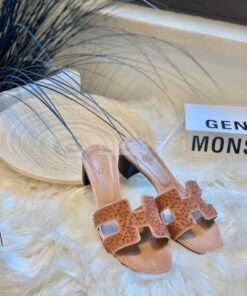 Replica Hermes Oasis Sandals with Swarovski Beads RoseNude