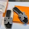 Replica Hermes Oasis Sandals with Silver Crystals in Black 8