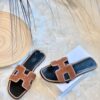 Replica Hermes Oasis Sandals with Swarovski Beads RoseNude 9