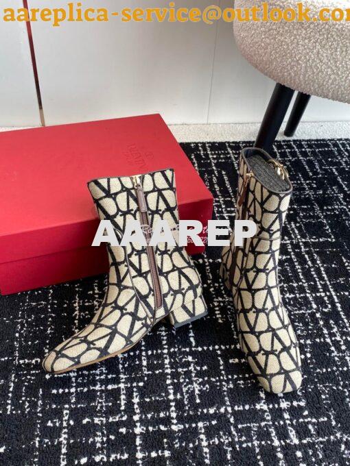 Replica Valentino VLogo Ankle Boot In Toile Iconographe 30mm 2W2S0FT1 5