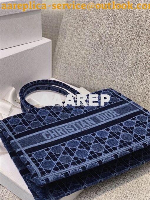 Replica Dior Book Tote Blue Cannage Embroidered Velvet M1286 6