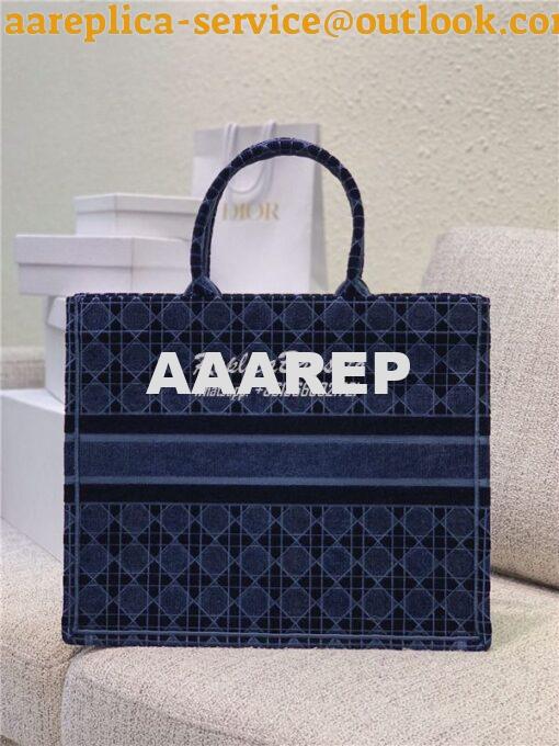 Replica Dior Book Tote Blue Cannage Embroidered Velvet M1286 20